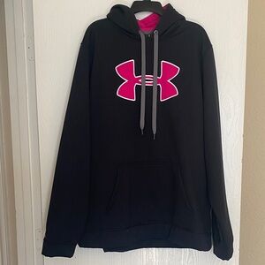 Under Armour Black Hoodie with Vibrant Pink Emblem